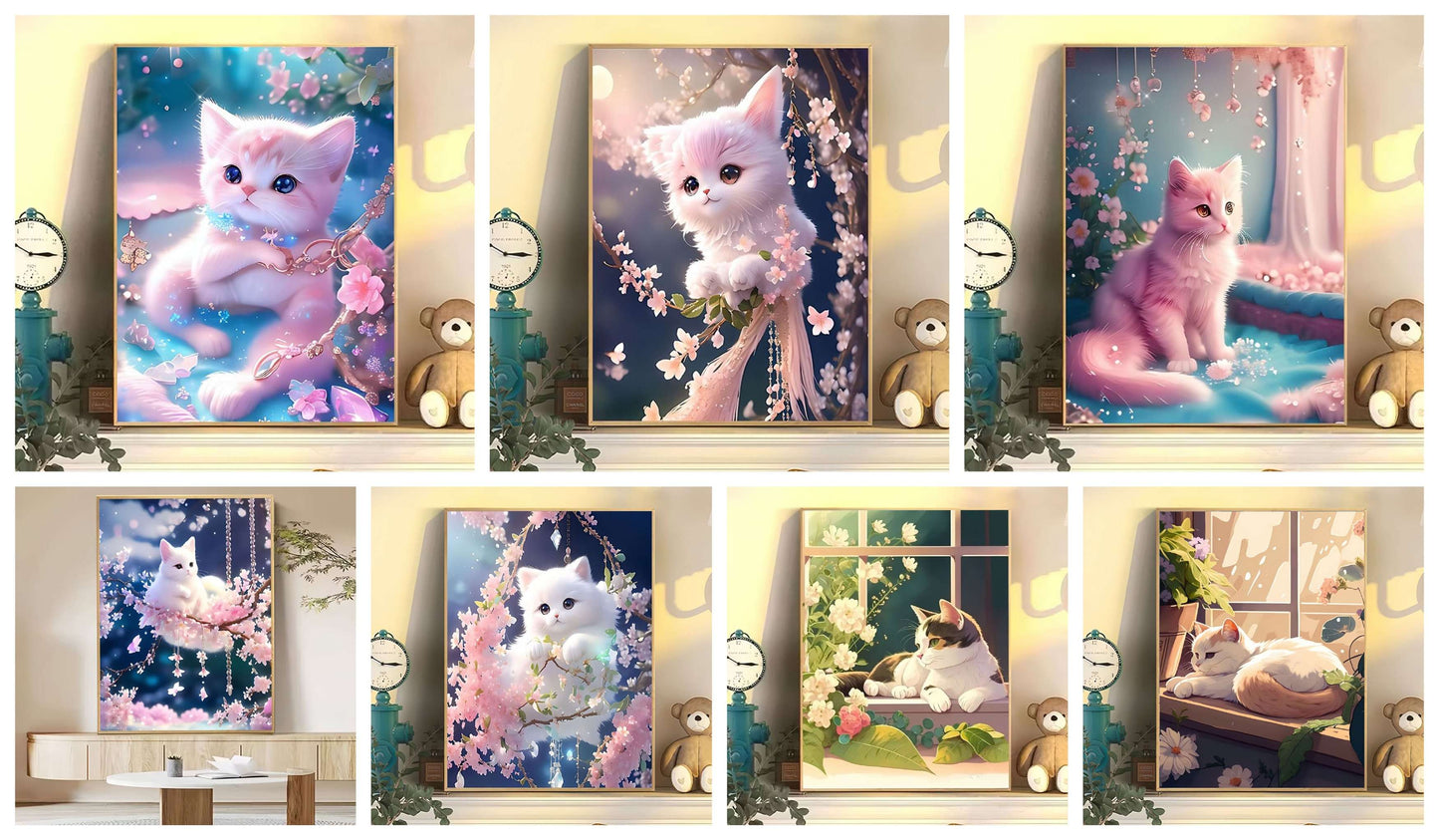 【Choose picture TO place order】 40x50cm - cute cat DIY 5D Full Diamond Painting NO Frame
