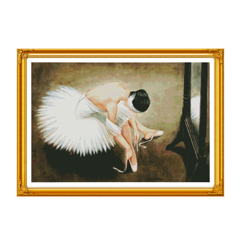 Ballet Girl 79×56cm Cross Stitch Kits 11CT Stamped Full Range of Embroidery Starter Kit for Beginners Pre-Printed Pattern