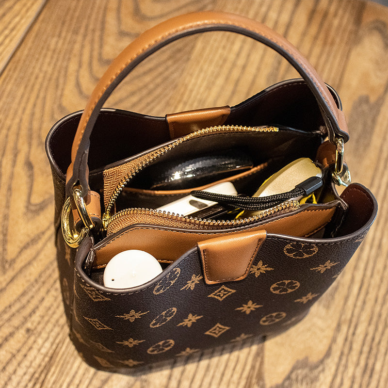 Fashion Retro Design Large Capacity Bucket Bag Versatile One Shoulder Crossbody Bag