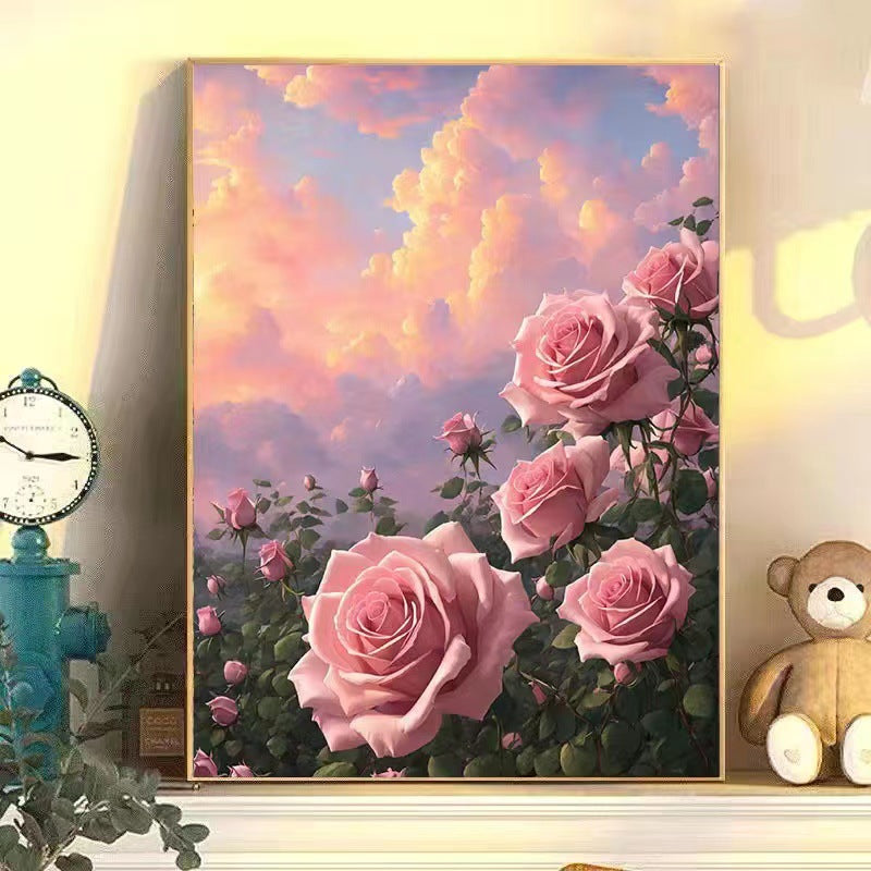 Rose Cross Stitch Kits 11CT Stamped Full Range of Embroidery Starter Kit for Beginners Pre-Printed Pattern