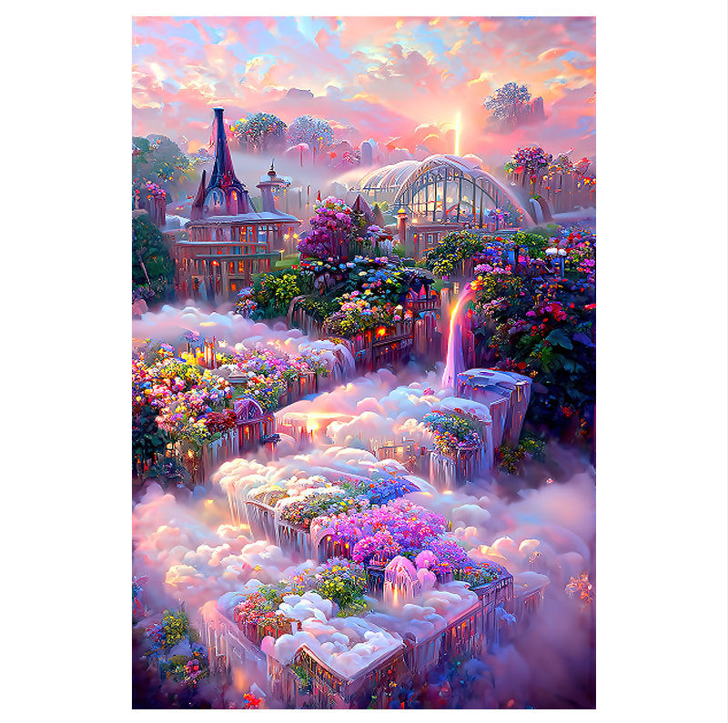 52x72 cm Cloud Castle Cross Stitch Kits 11CT Stamped Full Range of Embroidery Starter Kit for Beginners Pre-Printed Pattern