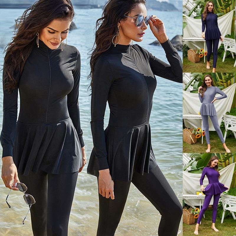 Black Muslim Swimwear Islamic Full Cover Burkini Swimsuit YY38-b
