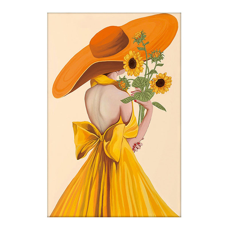 Yellow Hat Girl 5d diy diamond painting full drill NO FRAME M8640