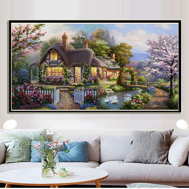 150x74cm Home Cross Stitch Kits 9CT Stamped Full Range of Embroidery Starter Kit for Beginners Pre-Printed Pattern