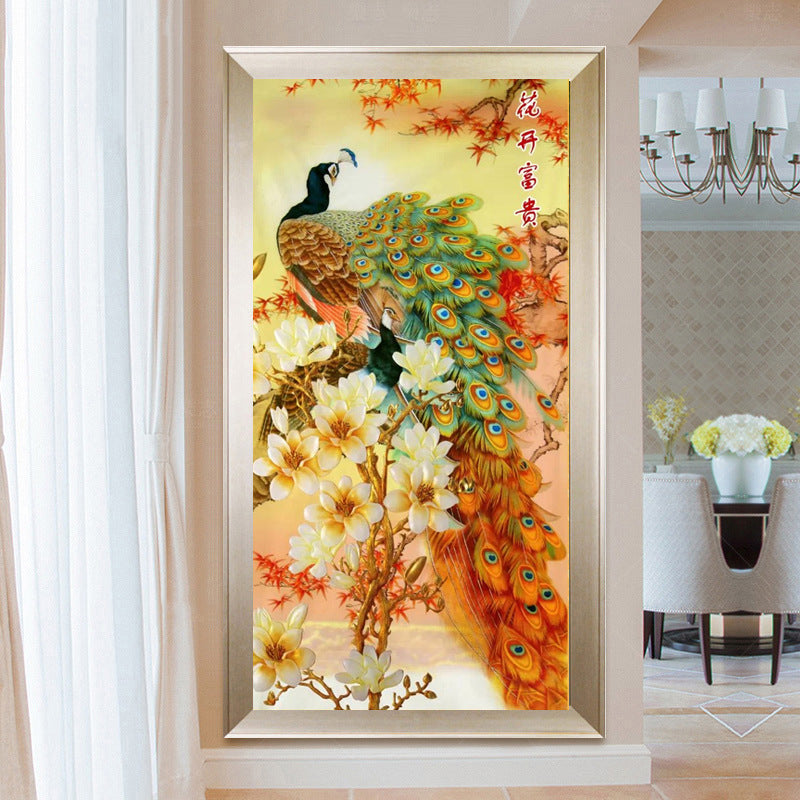 121X65CM Peacock Cross Stitch Kits 11CT Stamped Full Range of Embroidery Starter Kit for Beginners Pre-Printed Pattern