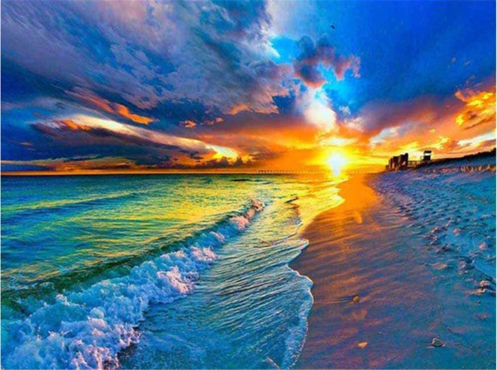 50x40cm Beach 5d diy diamond painting full drill NO FRAME M1949