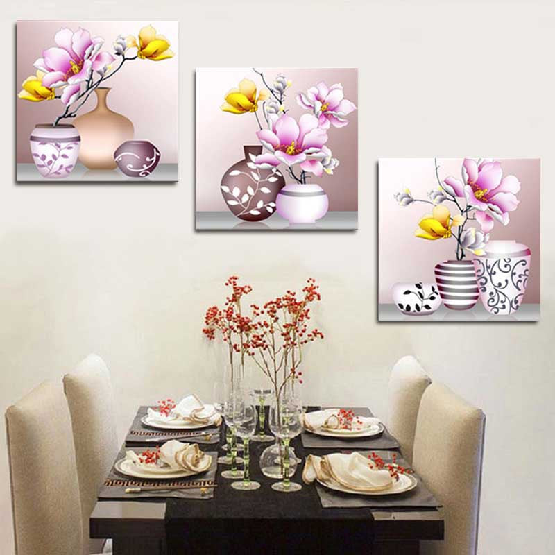 120x40cm 3PCS Pink Vase 5d diy diamond painting full drill NO FRAME A6897