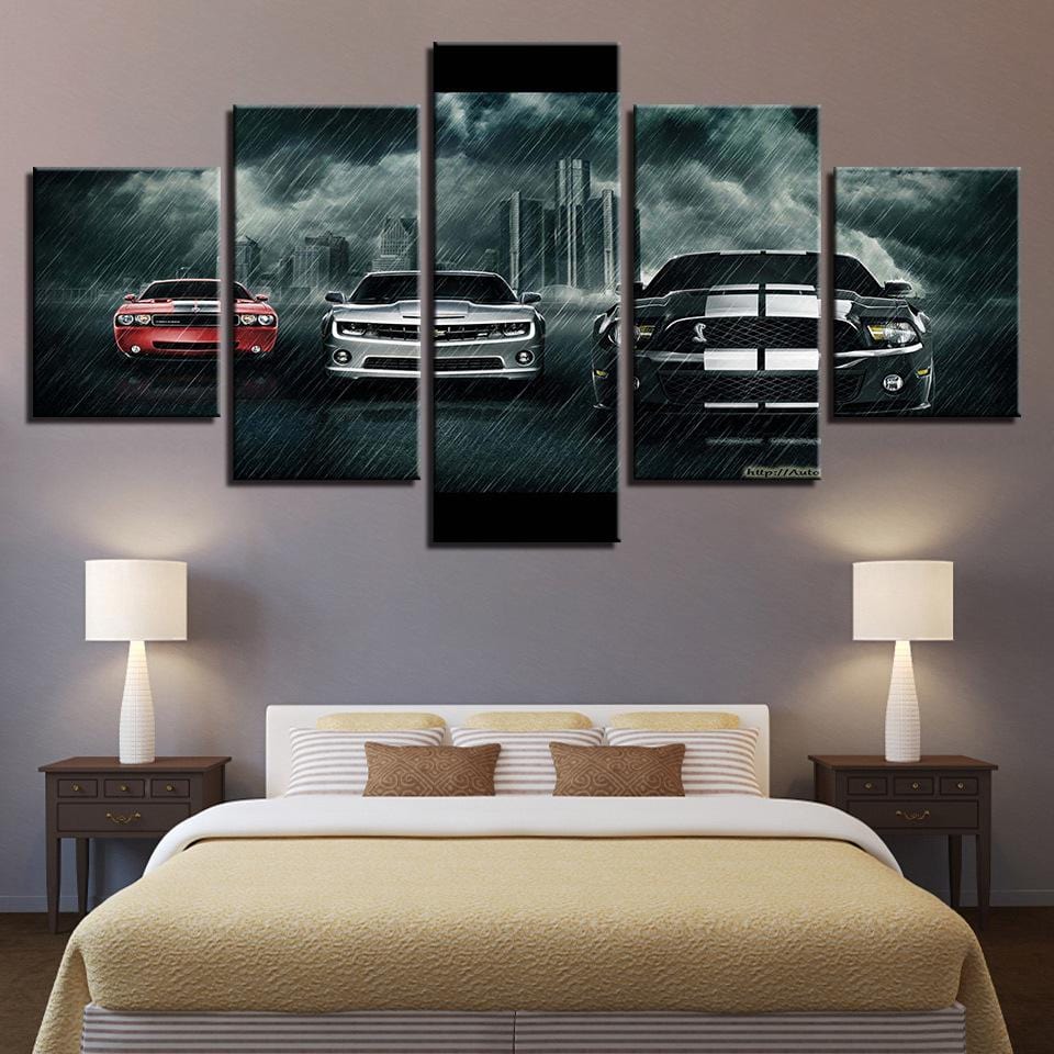 5 PCS Car Prints Poster Wall Modular Picture Modern Paintings Canvas Art Home Decoration Artwork