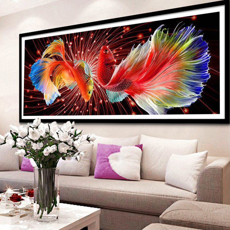 120x40 cm fish Cross Stitch Kits 9CT Stamped Full Range of Embroidery Starter Kit for Beginners Pre-Printed Pattern