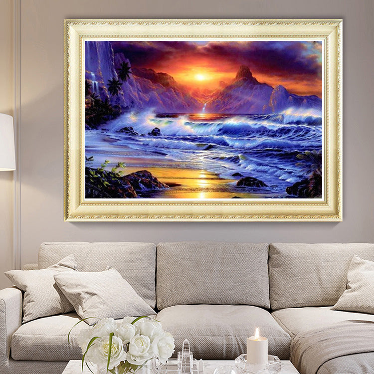 120x50CM Sunset Beach Montain 5D Full Diamond no frame M2232