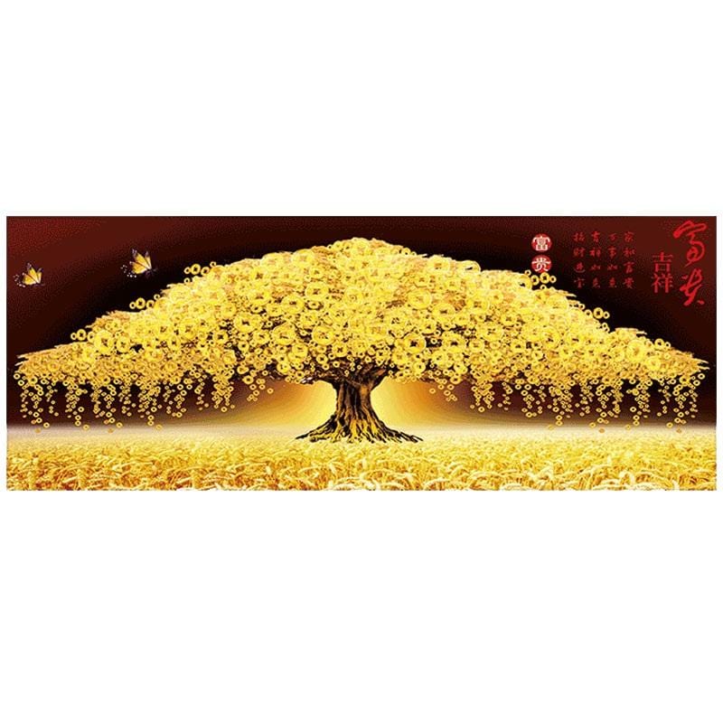120x50CM-Auspicious Lucky Money Tree- DIY 5D full Diamond Painting A6738