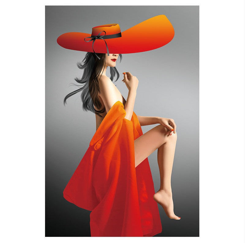 60x85cm Red dress girl 5d diy diamond painting full drill NO FRAME M6076