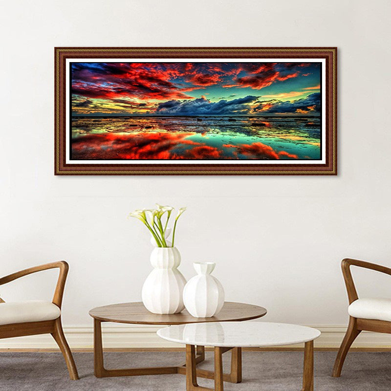 120x50CM Sunset Beach Montain 5D Full Diamond no frame M4049