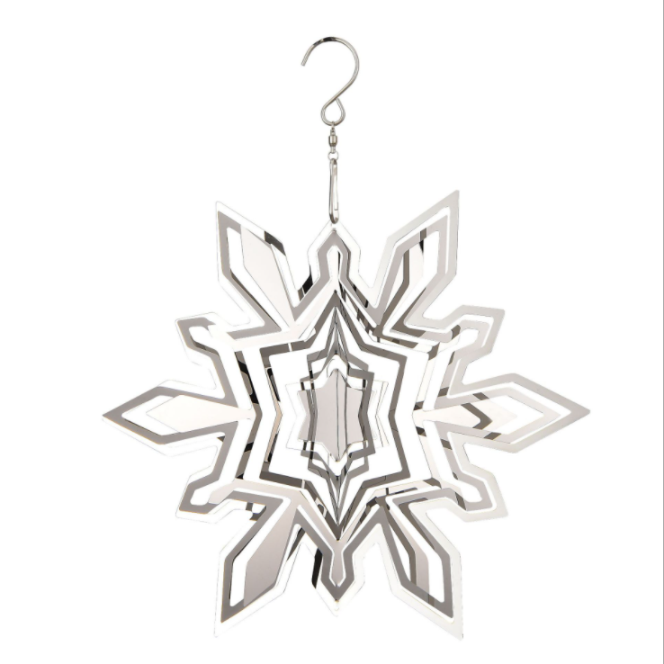 Snowflake-3D Rotary Wind Chime Spinner Flowing-Light Effect Decor for Garden House Decoration 25x31 cm