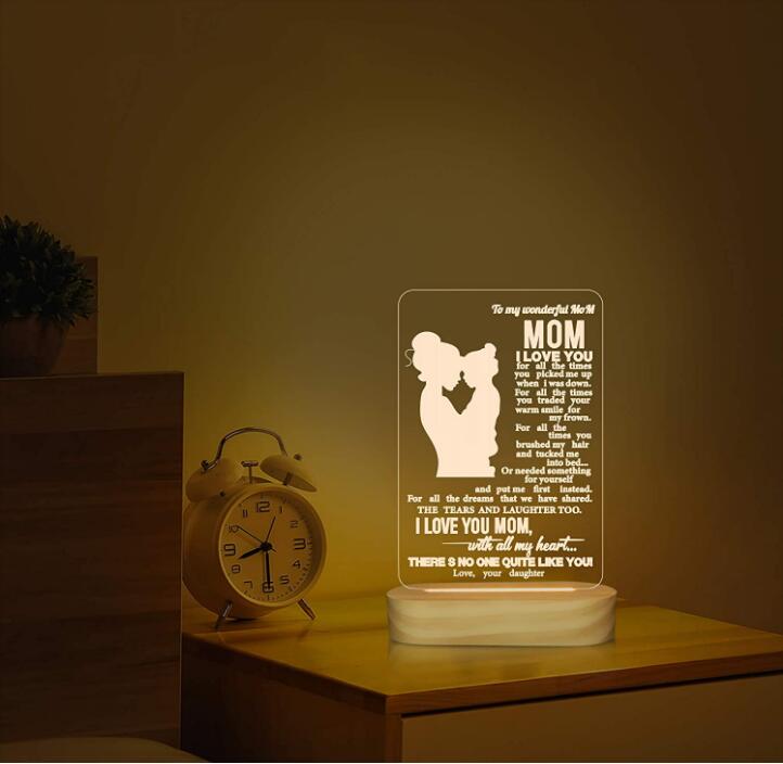 Mom Gifts from Daughte 3D Night Light I Love You Mommy LED Illusion Table Lamp for Women Mother's Day Birthday Present