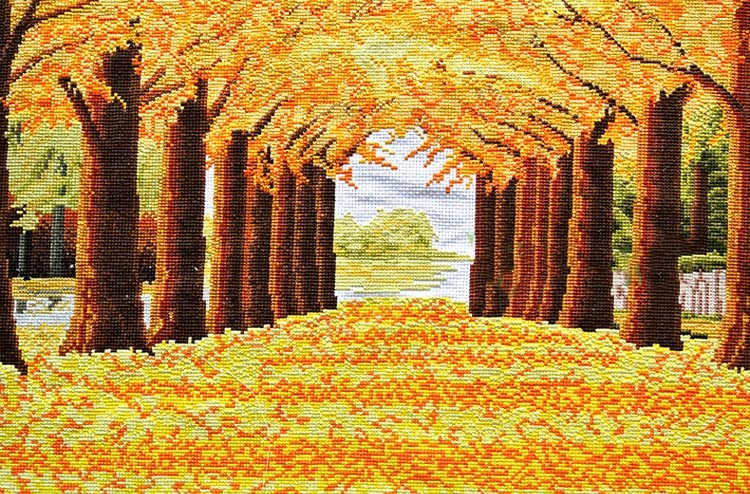 150x70cm Gold Tree Finished Cross Stitch Home Decoration