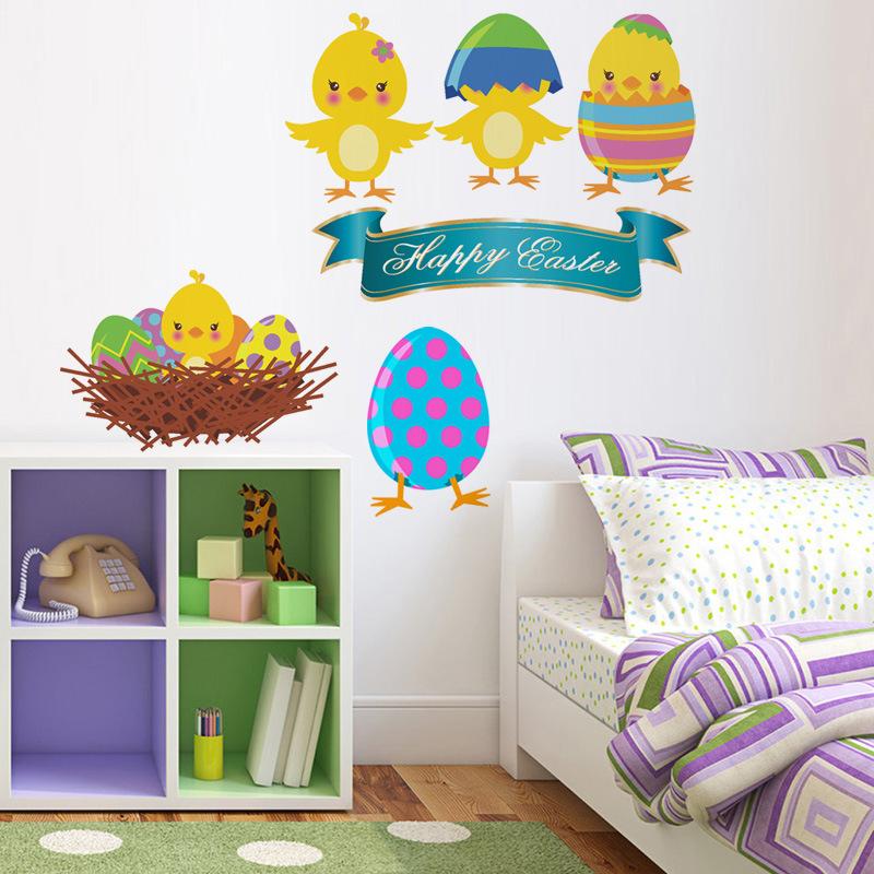 Happy Easter Egg Chicken Wall Sticker Living Room Bedroom Jh1037