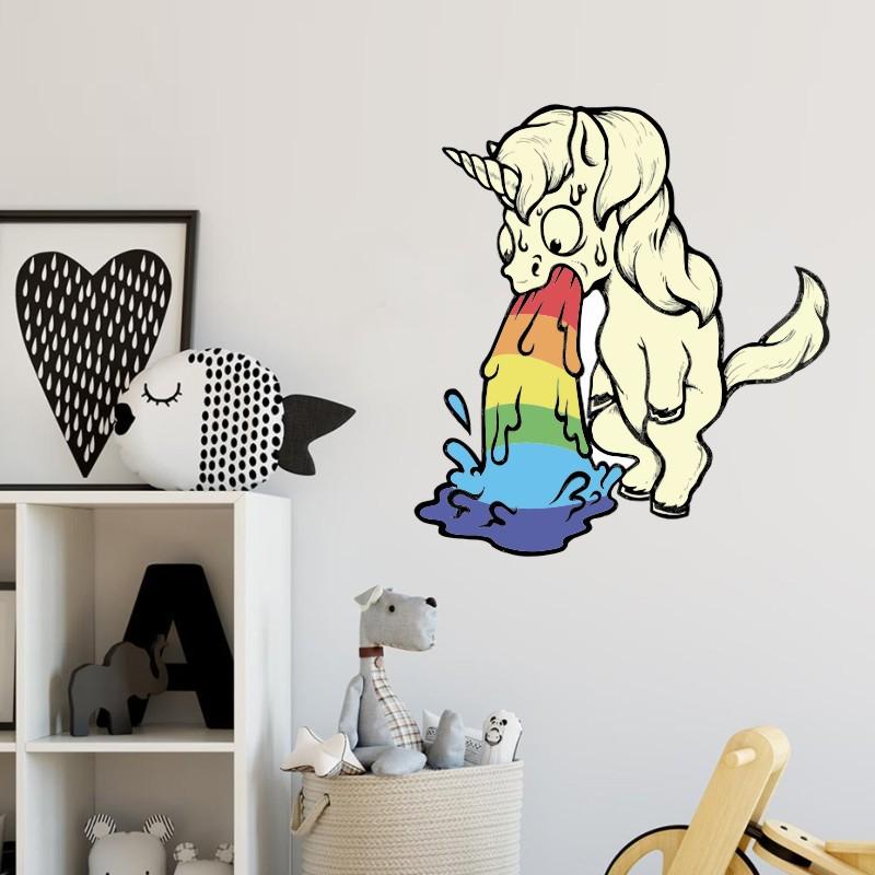 Funny Unicorn Vomiting Rainbow Toilet Sticker