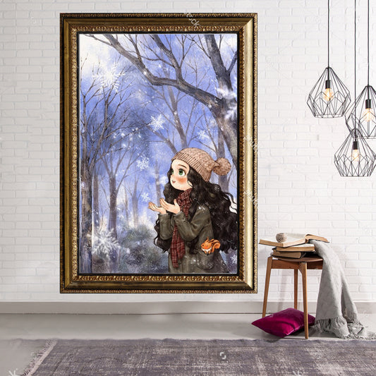 50x70CM Forest Girl Full Diamond Painting NO Frame Round beads R9697