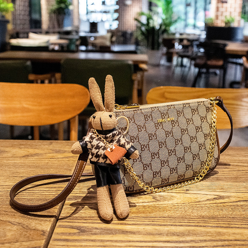 New Fashion Retro Design Shoulder Bag Versatile One Shoulder Crossbody Bag（rabbit included)
