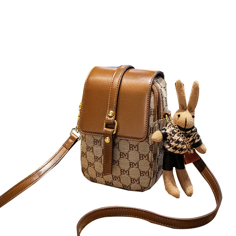 New Fashion Retro Design Mini Phone Bag Versatile One Shoulder Crossbody Bag（rabbit included)