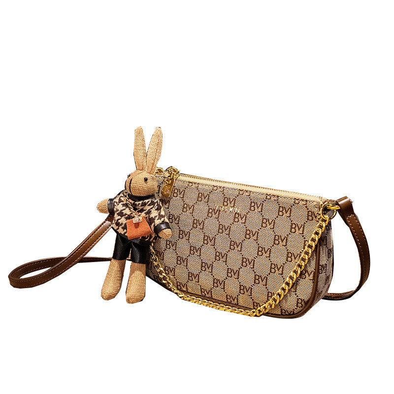 New Fashion Retro Design Shoulder Bag Versatile One Shoulder Crossbody Bag（rabbit included)