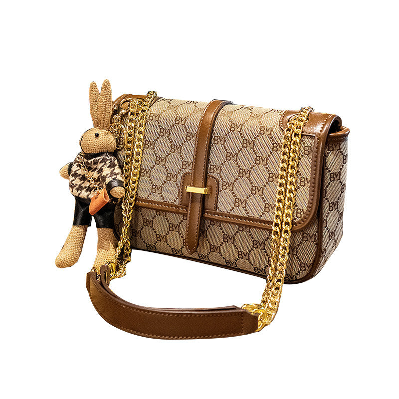 New Fashion Retro Design Chain Bag Versatile One Shoulder Crossbody Bag（rabbit included)