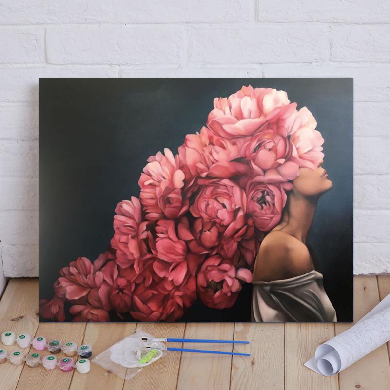 40X50CM flowe head lady DIY Oil Painting By Numbers