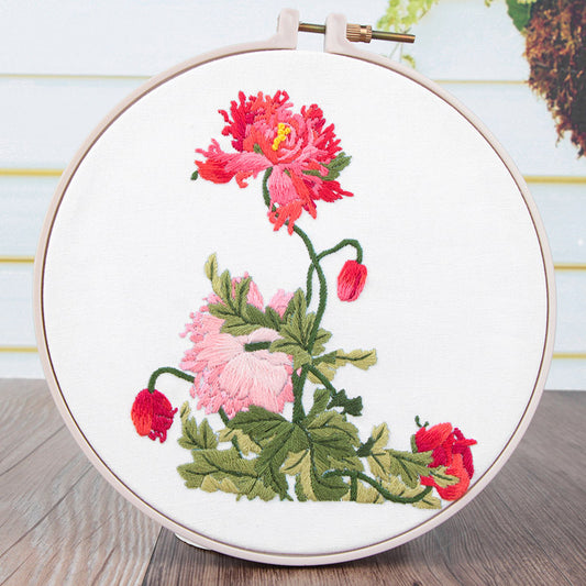 20x20cm Cross Stitch Flower DIY Embroidery Kits With Hoop Art Needlework