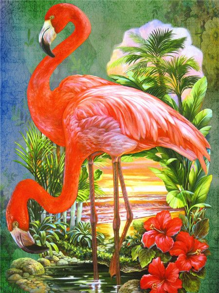 40X50CM Flamingo DIY Oil Painting By Numbers