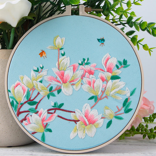 20x20cm Cross Stitch Flower DIY Embroidery Kits With Hoop Art Needlework