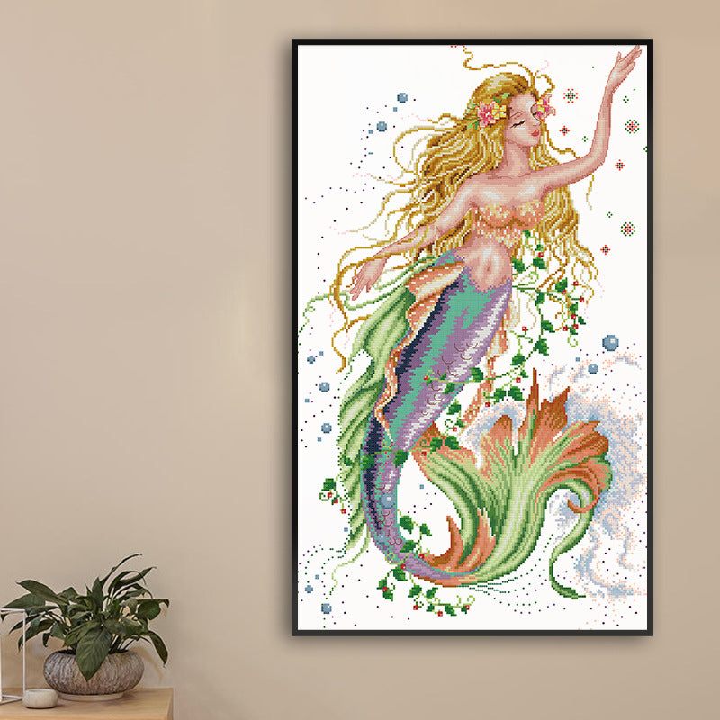 Mermaid  51×78CM Cross Stitch Kits 11CT Stamped Full Range of Embroidery Starter Kit for Beginners Pre-Printed Pattern