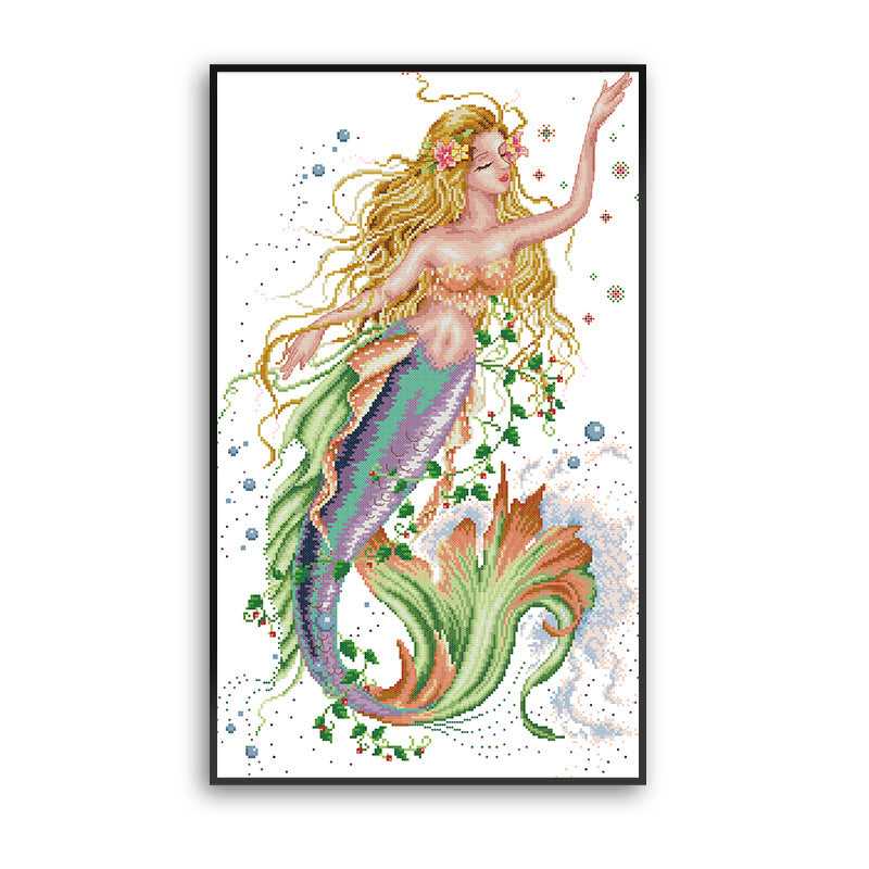 Mermaid  51×78CM Cross Stitch Kits 11CT Stamped Full Range of Embroidery Starter Kit for Beginners Pre-Printed Pattern