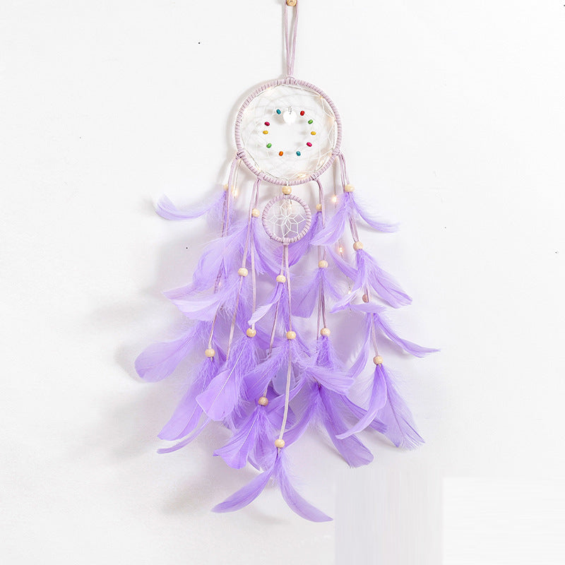 Feather Dream Catcher Pendants Tree of Life Wind Chime Room Decoration Purple