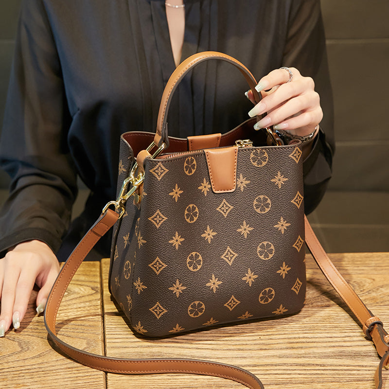Fashion Retro Design Large Capacity Bucket Bag Versatile One Shoulder Crossbody Bag