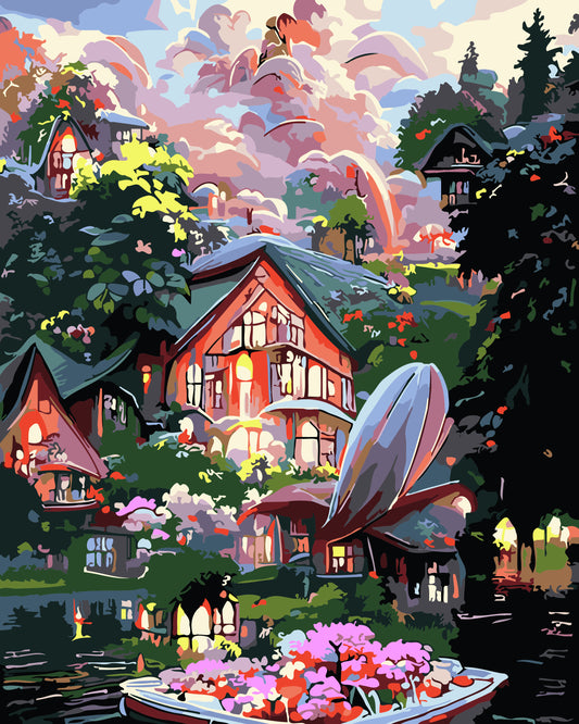 40X50CM Dream House No Framed DIY Oil Painting By Numbers