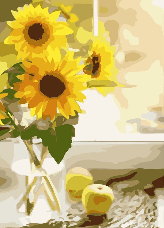 40*50CM Sunflower No Framed DIY Oil Painting By Numbers