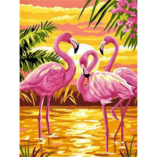 40X50CM Flamingo DIY Oil Painting By Numbers