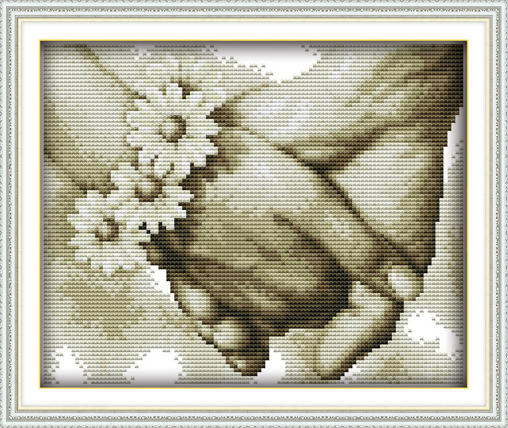 LOVE in Hand 34×26 cm Cross Stitch Kits 11CT Stamped Full Range of Embroidery Starter Kit for Beginners Pre-Printed Pattern