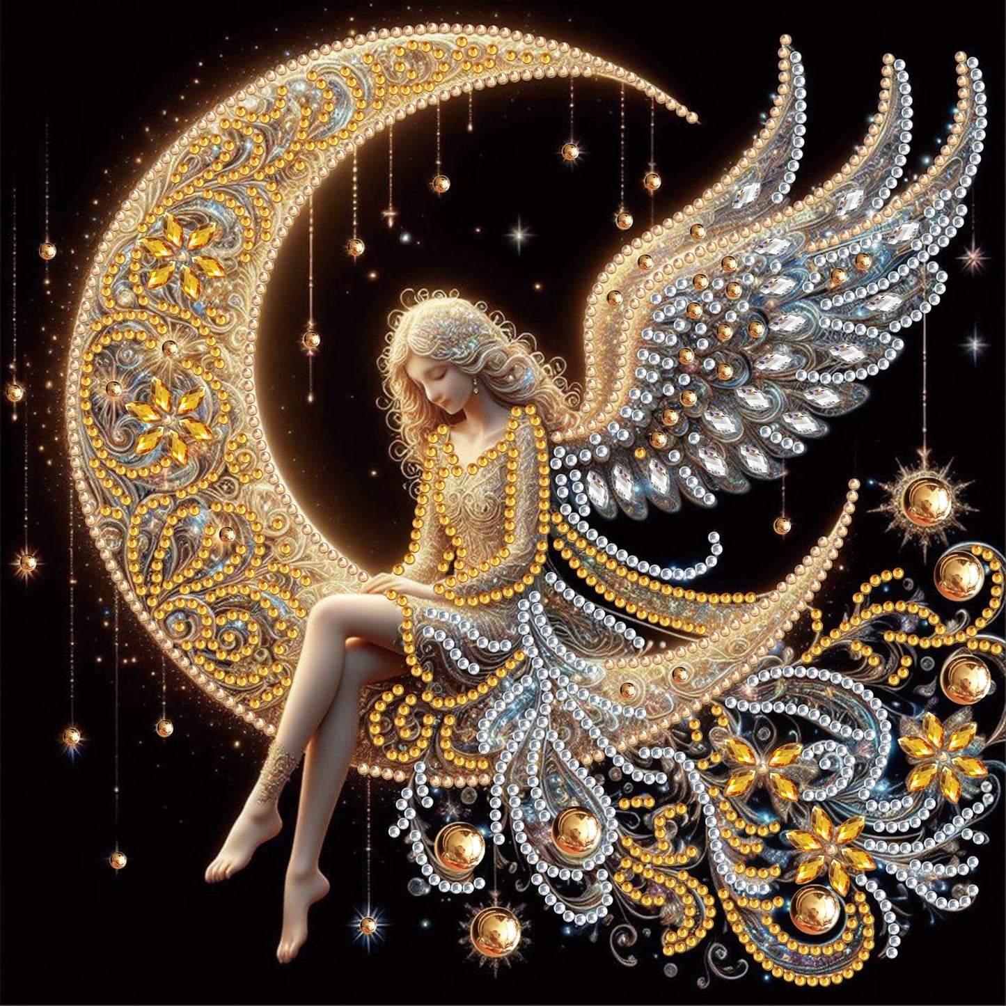 30X30cm-Moon angel 5D Diamond Painting Kits NO FRAME special beads