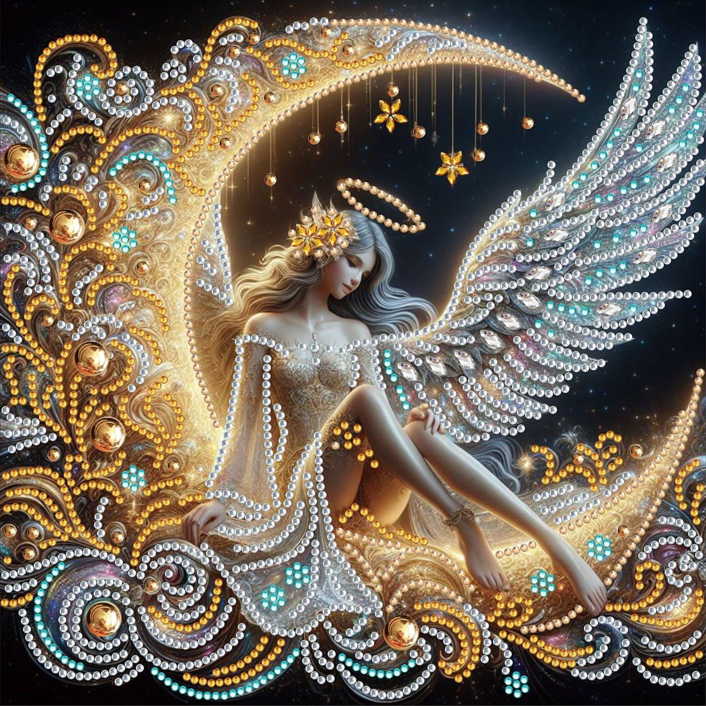 30X30cm-Moon angel 5D Diamond Painting Kits NO FRAME special beads