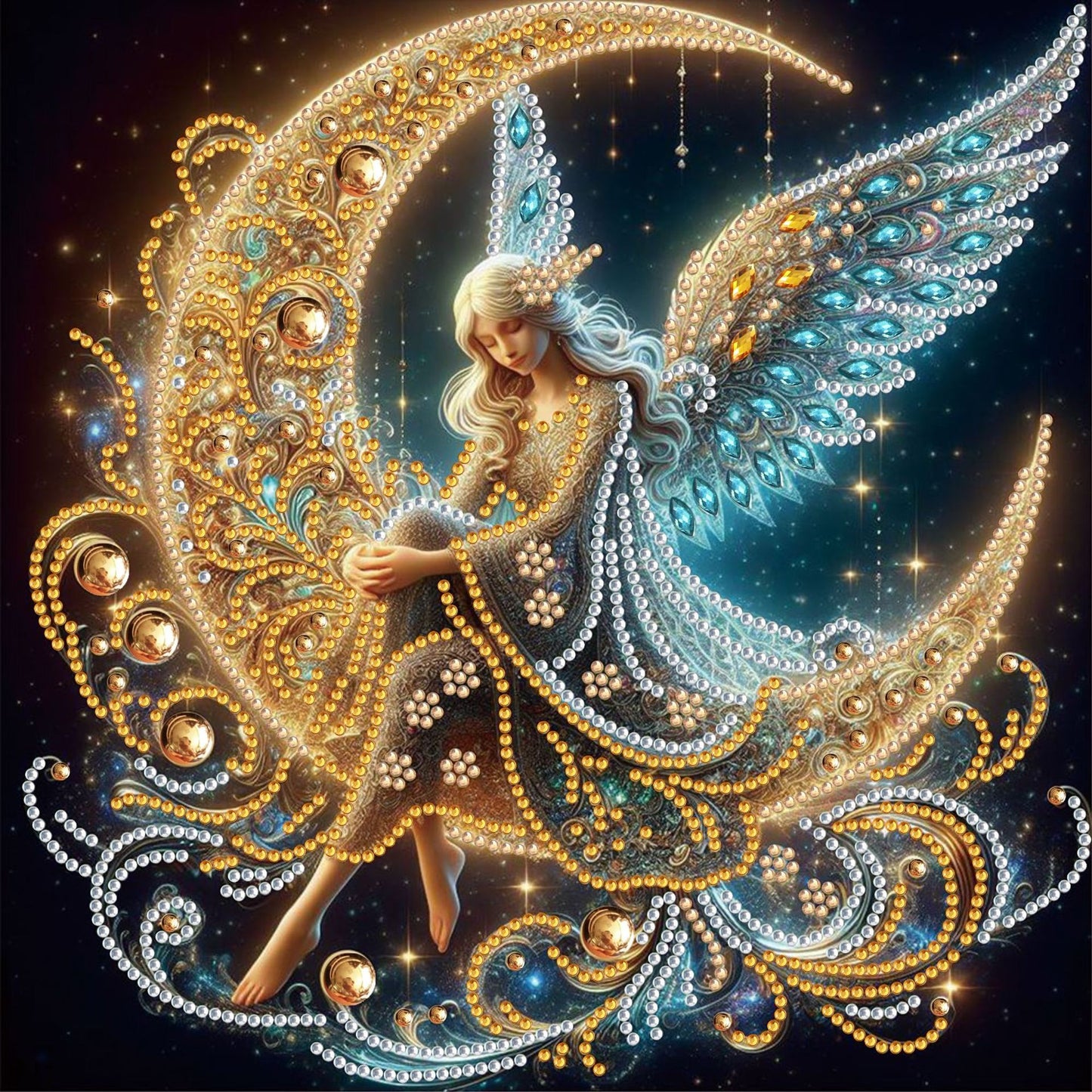 30X30cm-Moon angel 5D Diamond Painting Kits NO FRAME special beads