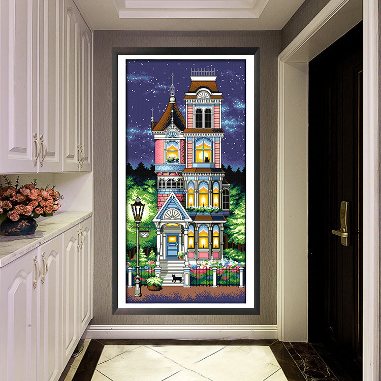 43×78cm night scene Cross Stitch Kits 11CT Stamped Full Range of Embroidery Starter Kit for Beginners Pre-Printed Pattern