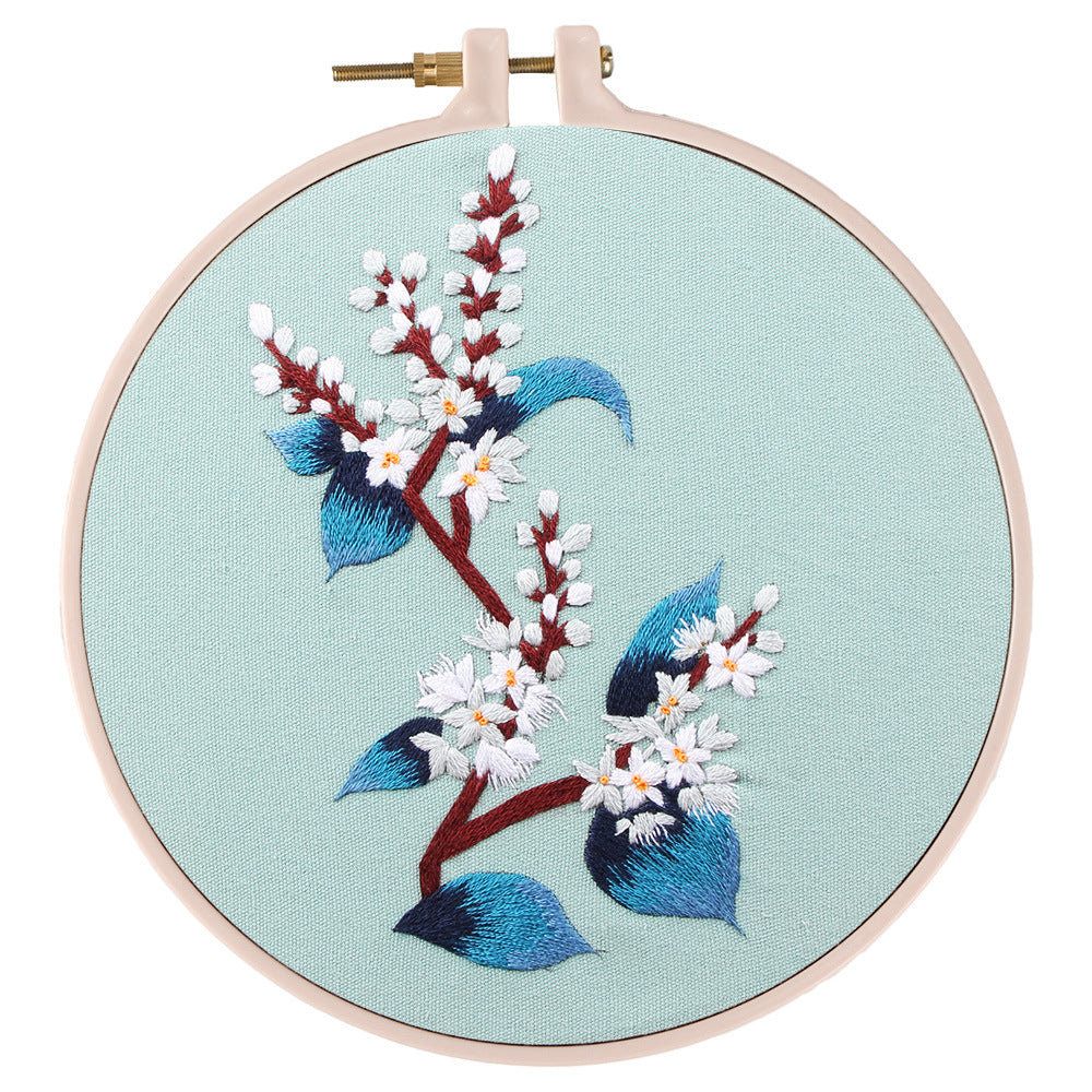 20x20cm Cross Stitch Flower DIY Embroidery Kits With Hoop Art Needlework