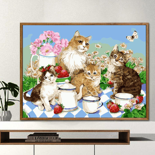 40X50CM Cat DIY Oil Painting By Numbers No Frame