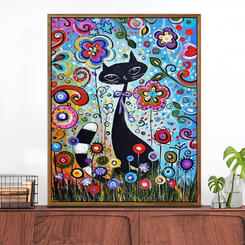 40X50CM Cat DIY Oil Painting By Numbers No Frame