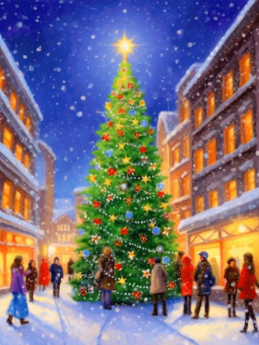 40×50cm Christmas tree Cross Stitch Kits 11CT Stamped Full Range of Embroidery Starter Kit for Beginners Pre-Printed Pattern