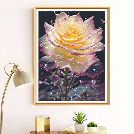 60x80cm Dreamy Rose  Stitch Kits 11CT Stamped Full Range of Embroidery Starter Kit for Beginners Pre-Printed Pattern