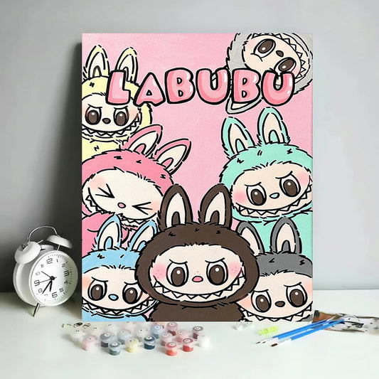 40X50CM Labubu DIY Oil Painting By Numbers WITH Frame