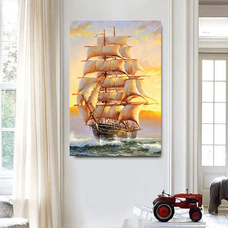 60X80CM -  Sailboat DIY 5D Full Diamond Painting NO Frame